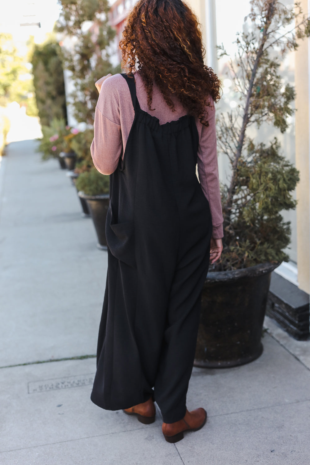 Feeing Joyful Black Wide Leg Adjustable Baggy Bib Jumpsuit