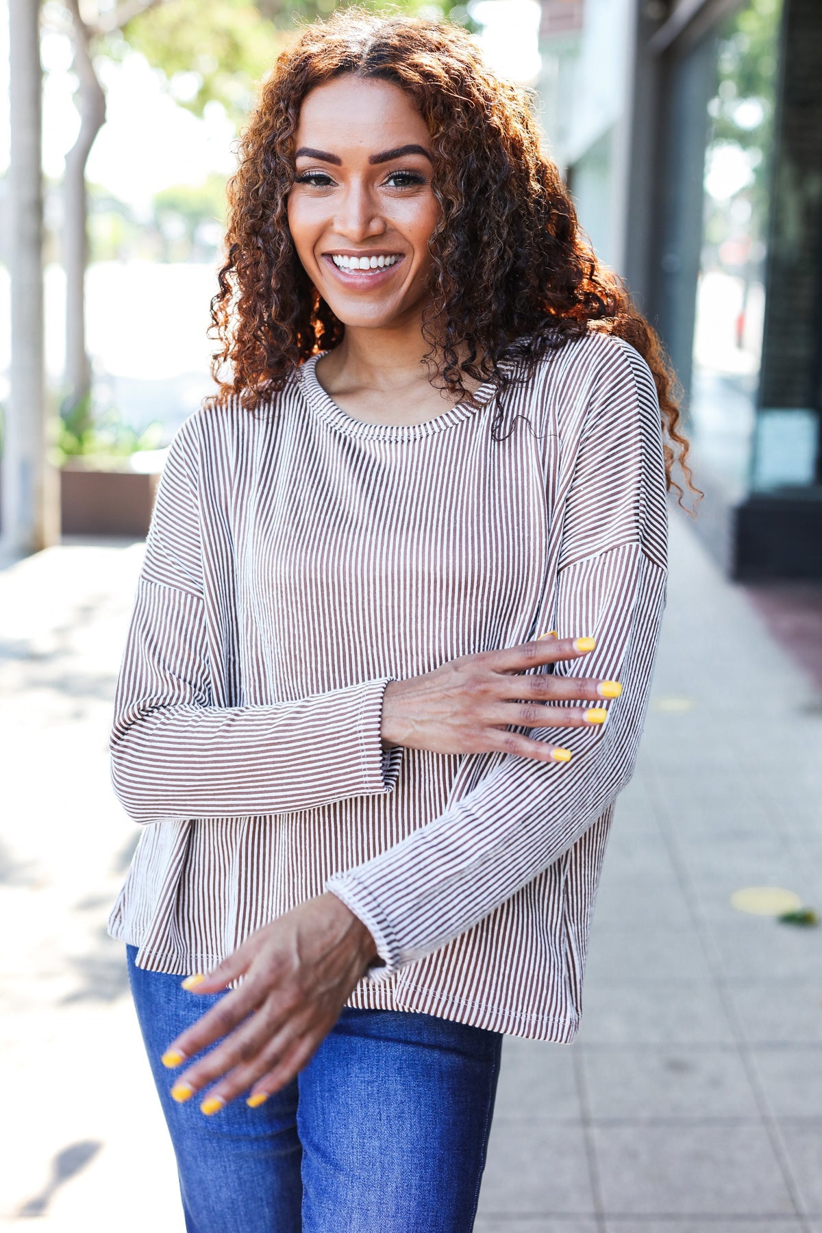 Hello Beautiful Camel Rib Dolman Sweater Top