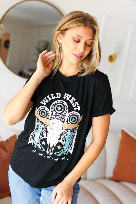 Black Cotton Wild West Graphic Tee