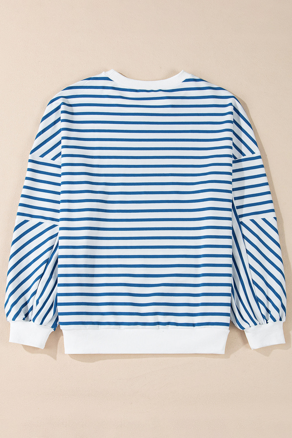 Orange Stripe Drop Shoulder Crew Neck Loose Sweatshirt