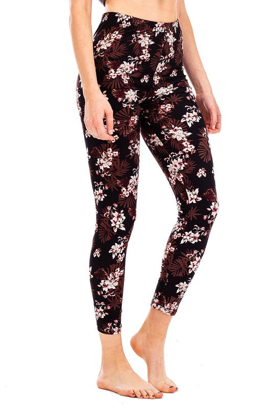 Peach Skin Floral Print Crop Leggings