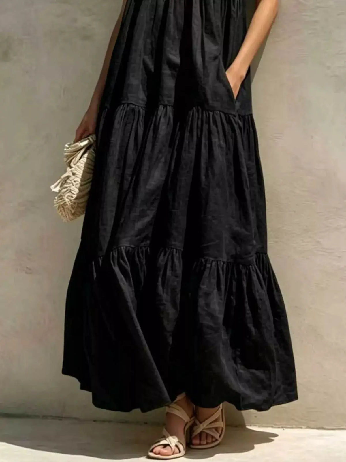 Tiered Scoop Neck Maxi Dress by Trendsi