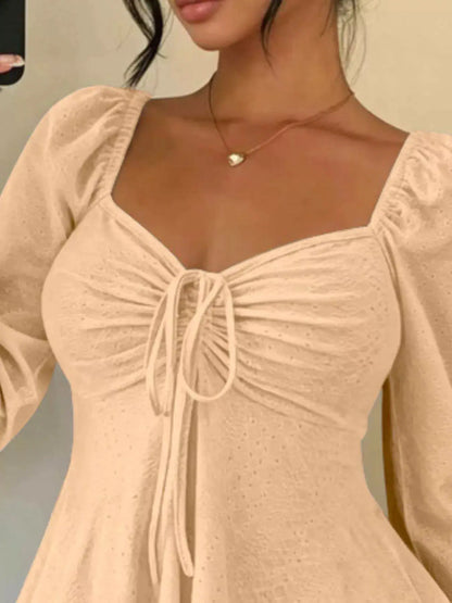 Ruched Sweetheart Neck Long Sleeve Top by Trendsi