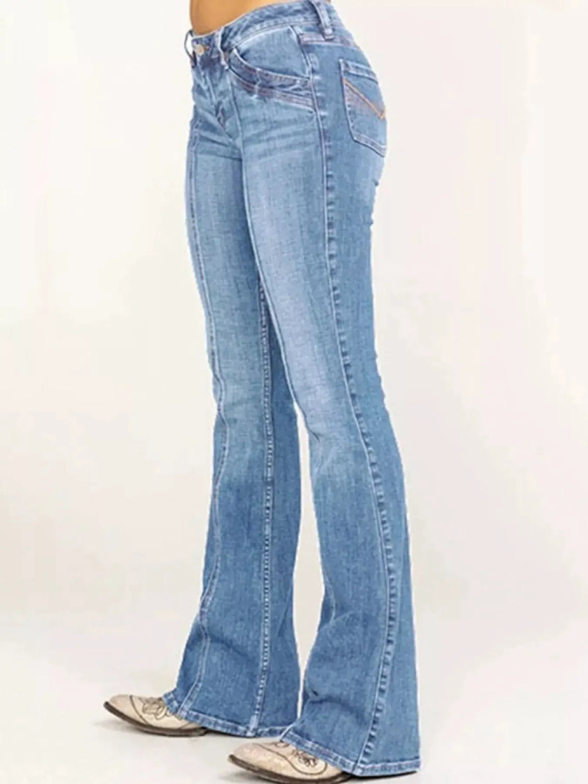 Mid-Rise Bootcut Jeans by Trendsi