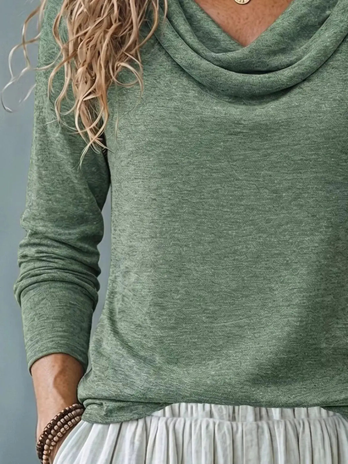 Cowl Neck Long Sleeve T-Shirt by Trendsi