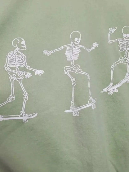 Skeleton Graphic Round Neck Sweatshirt by Trendsi
