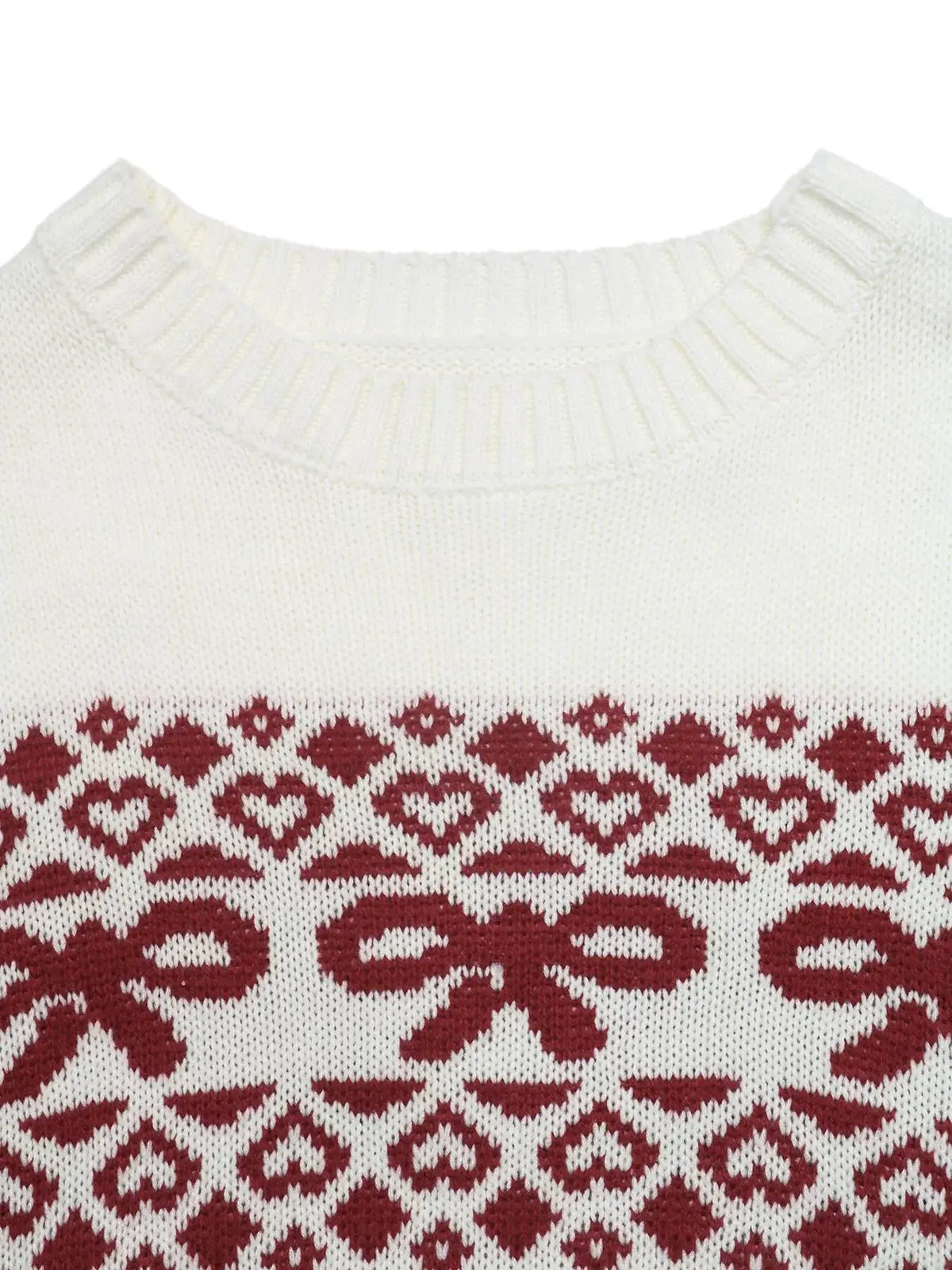 Bow Pattern Long Sleeve Christmas Sweater by Trendsi