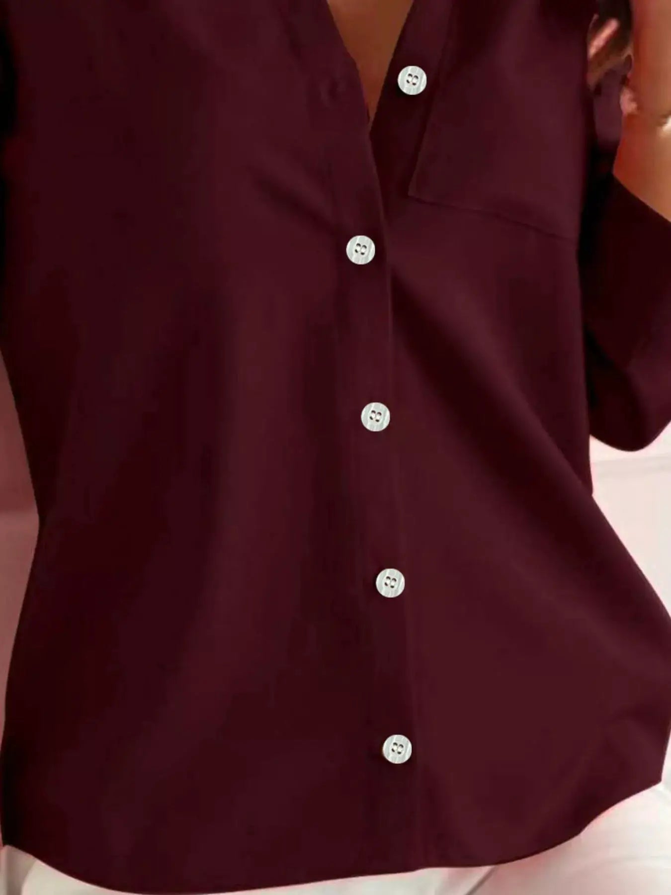 Button-Down Roll-Up Sleeve Shirt by Trendsi