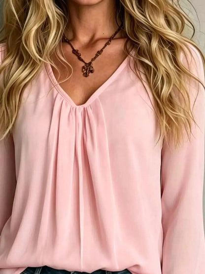 V-Neck Flounce Sleeve Blouse by Trendsi