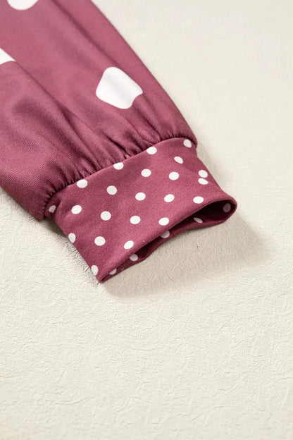 Polka Dot Print Contrast Detail Oversized Tunic Sweatshirt by Trendsi