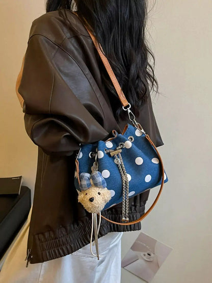 Polka Dot Bucket Crossbody Bag by Trendsi