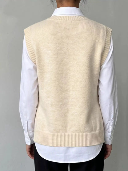 Side Button Sweater Vest with 3D Floral Appliques by Trendsi