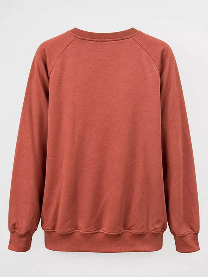 Crew Neck Raglan Sleeve Sweatshirt by Trendsi