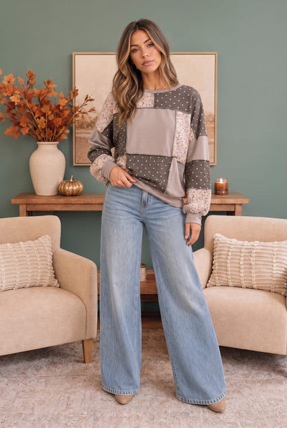Thankful for Mixed Print Sweatshirt