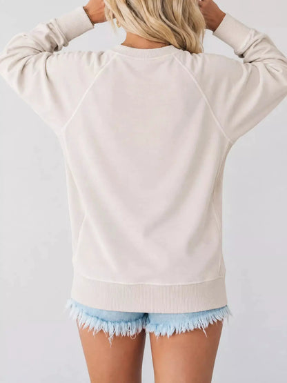 Crew Neck Raglan Sleeve Sweatshirt by Trendsi