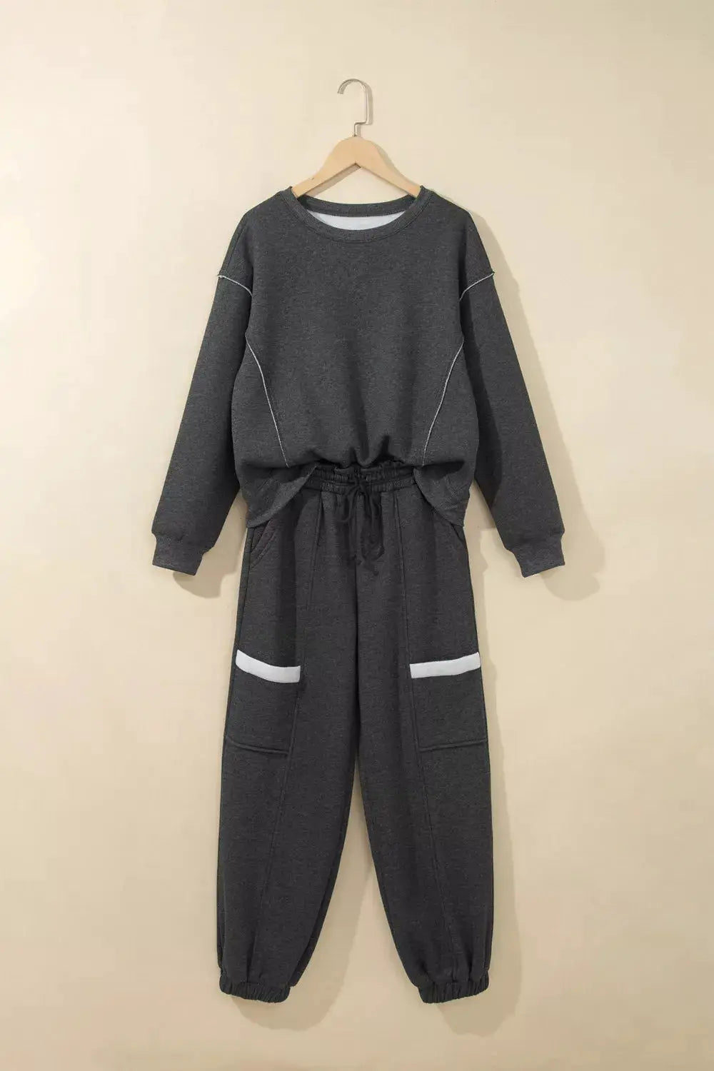 Crew Neck Long Sleeve Top and Joggers Set by Trendsi