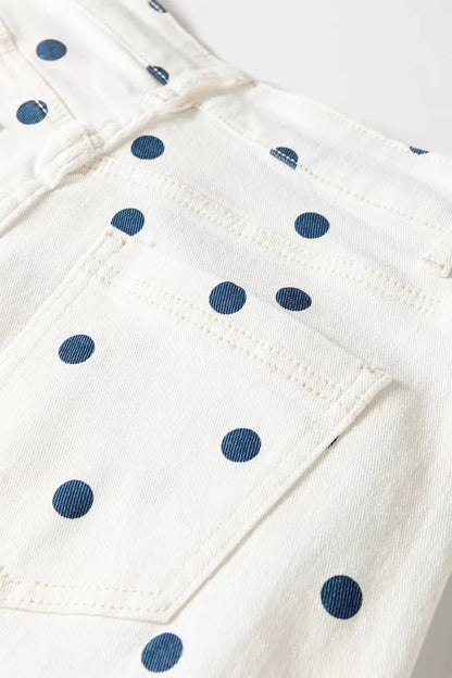 Polka Dot Wide-Leg Jeans by Trendsi