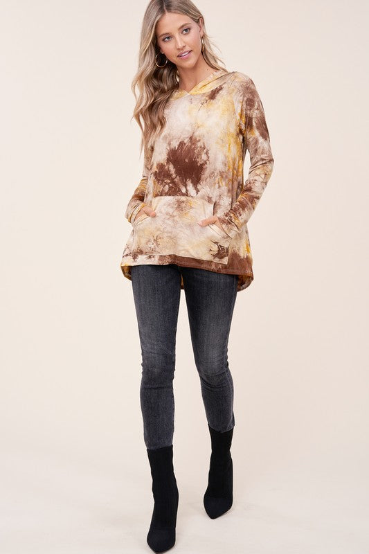 TIE DYE HOODIE HIGH LOW PLUS TOP