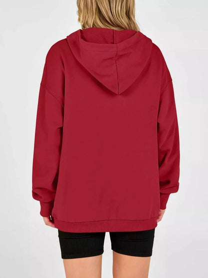 Half Snap Dropped Shoulder Hoodie by Trendsi