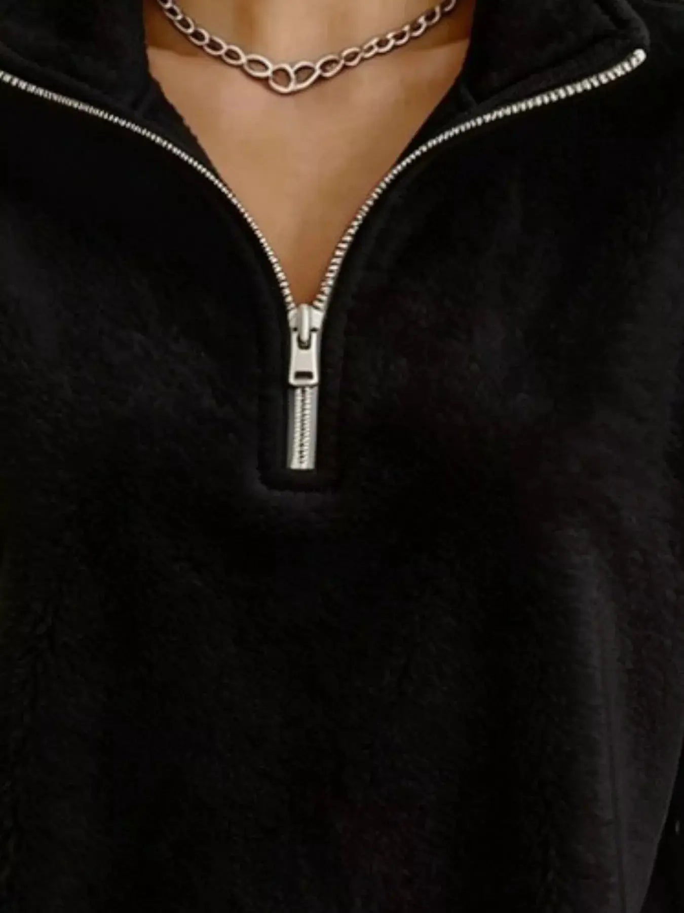 Full Size Quarter-Zip Fleece Sweatshirt Plus Size by Trendsi