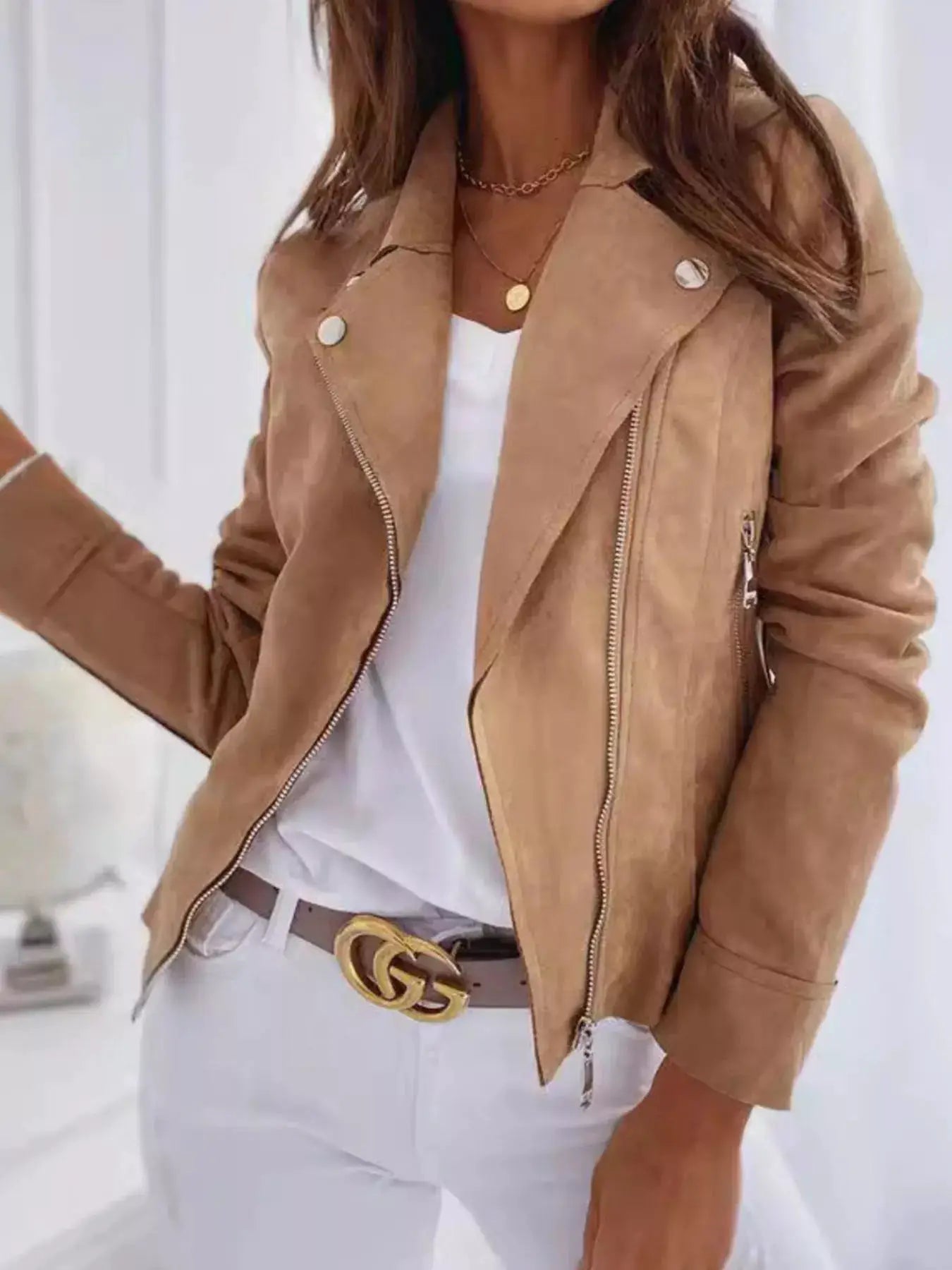 Zip Up Long Sleeve Jacket by Trendsi