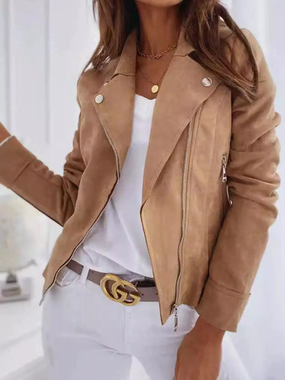 Zip Up Long Sleeve Jacket by Trendsi