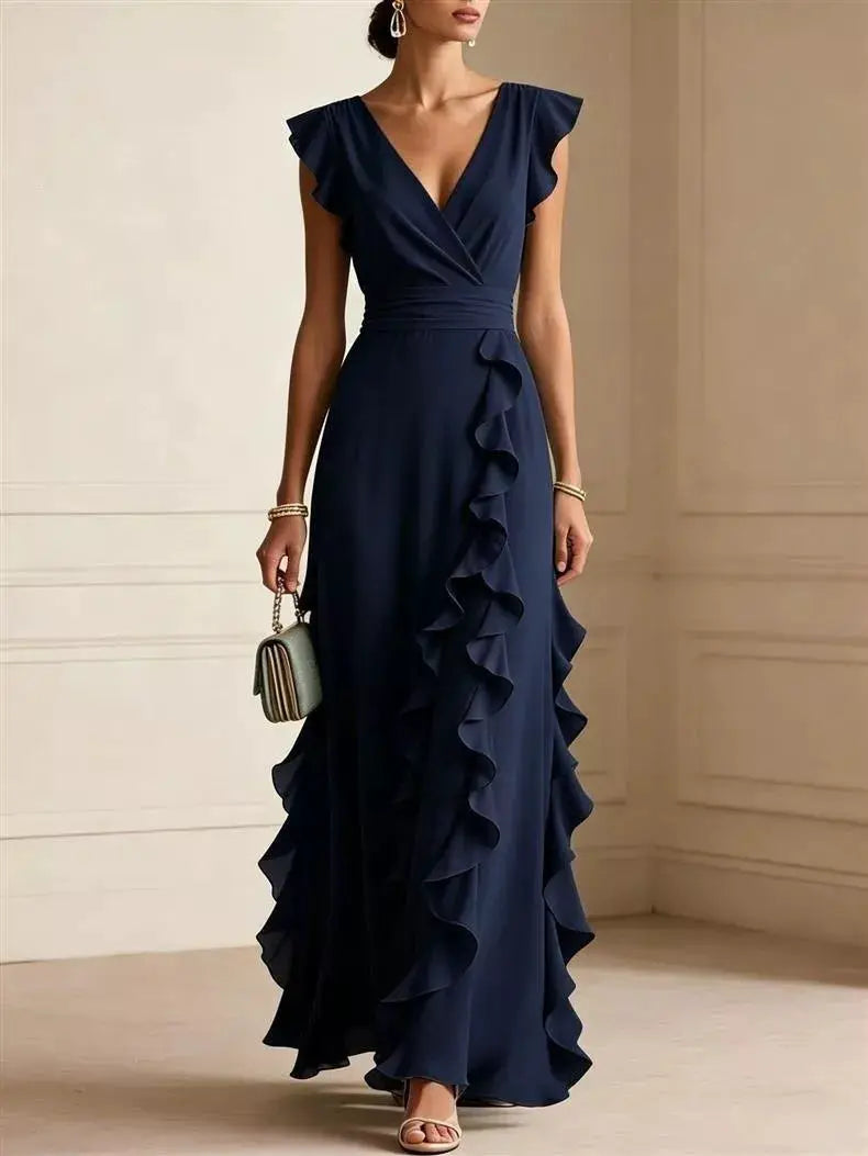 Ruffled Surplice Maxi Dress by Trendsi