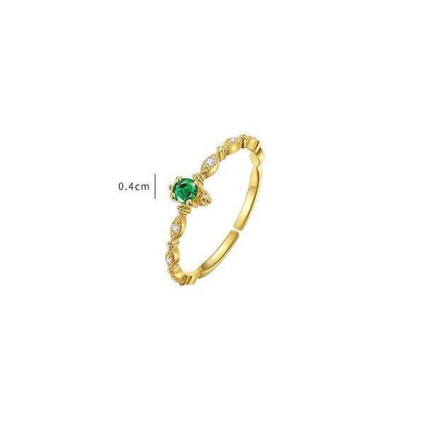 14K Gold Emerald Stackable Open Ring - Bitsy Gypsy Boutique