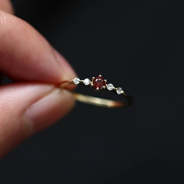 14K Gold Garnet Stackable Ring - Bitsy Gypsy Boutique