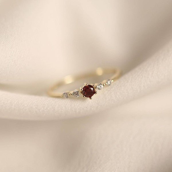 14K Gold Garnet Stackable Ring - Bitsy Gypsy Boutique