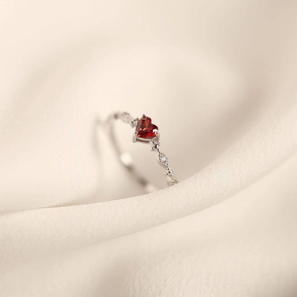 14K Gold Red Heart Crystal Ring - Bitsy Gypsy Boutique