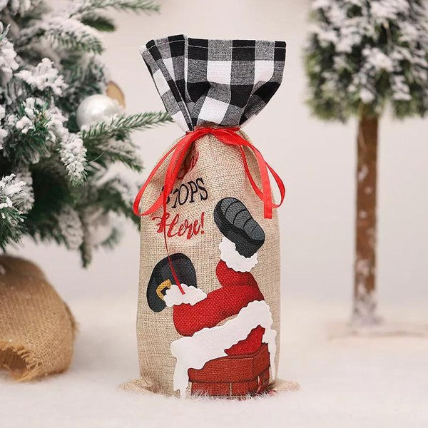 Santa Stops Here Wine Bottle Cover