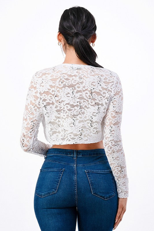 long sleeve evening lace bolero