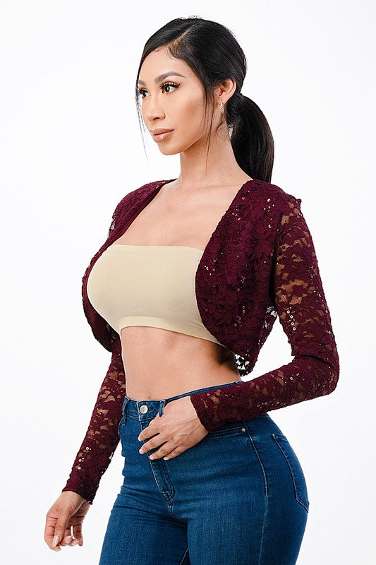 long sleeve evening lace bolero