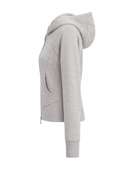 Slim-Fit Full-Zip Hoodie by Trendsi