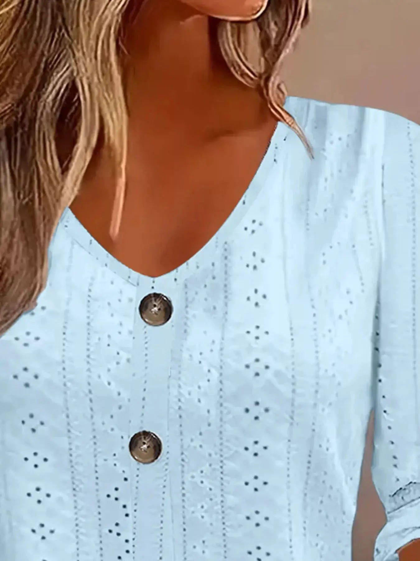 Eyelet Tie-Sleeve Detail Top by Trendsi