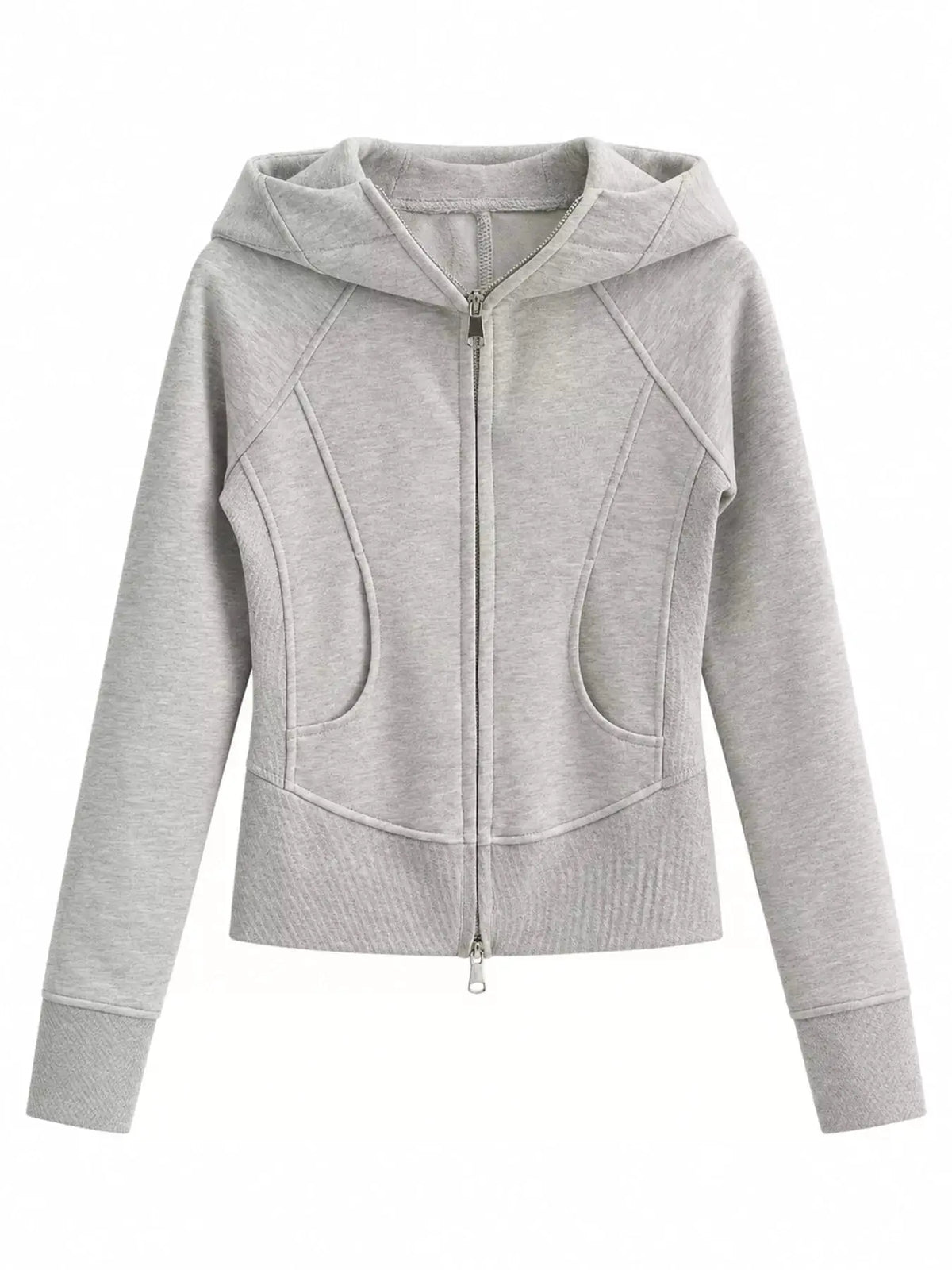 Slim-Fit Full-Zip Hoodie by Trendsi