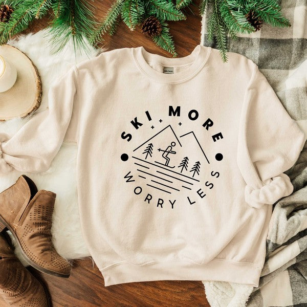 Ski More Worry Less Graphic Sweatshirt