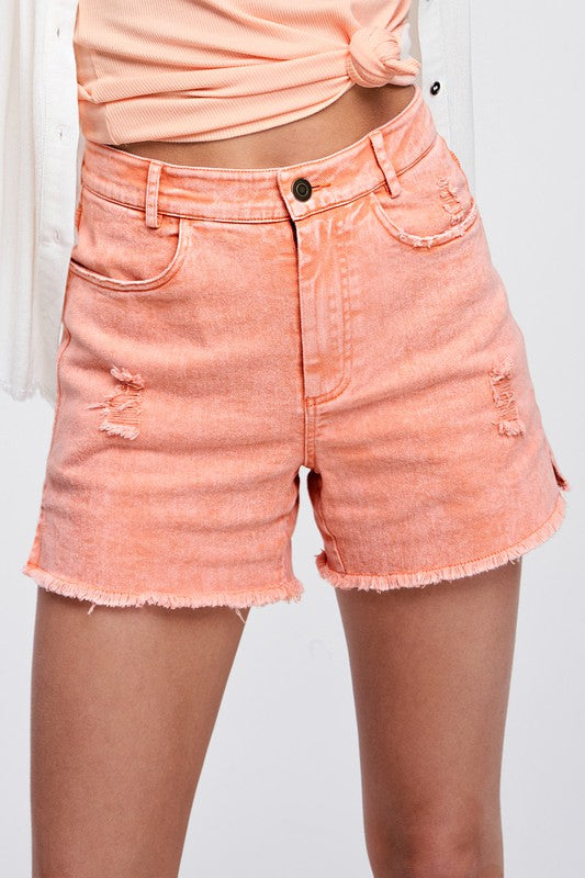 CASUAL WASHED STYLE DENIM SHORTS WITH POCKETS - Bitsy Gypsy Boutique