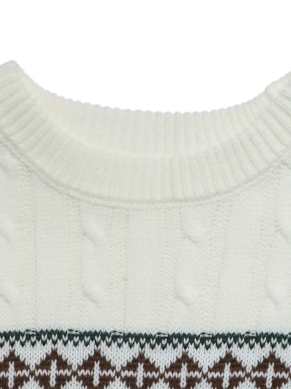 Christmas Reindeer Pattern Cable Knit Sweater by Trendsi