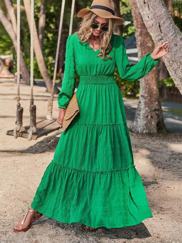 Long sleeve tiered maxi dress