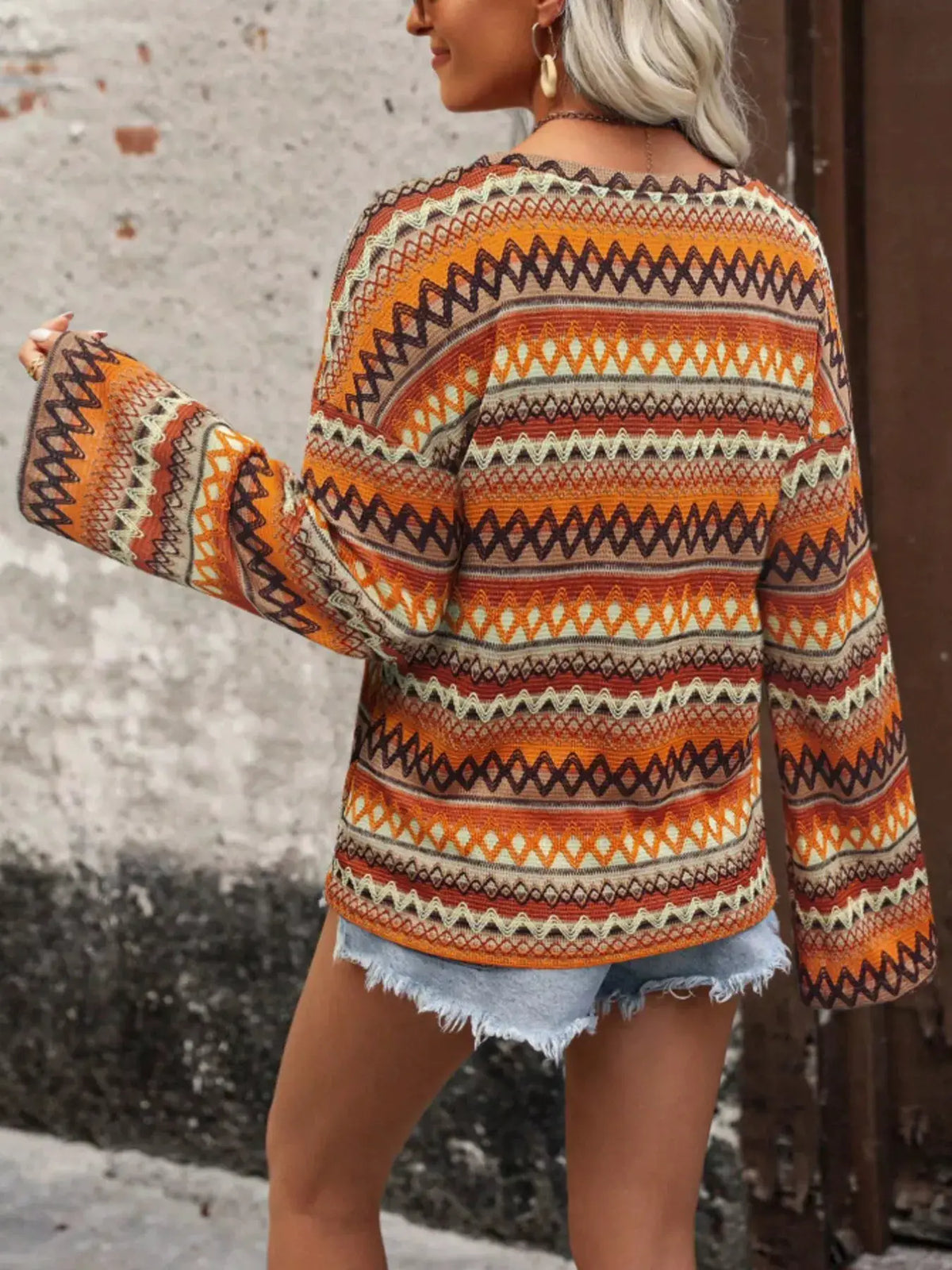 Vibrant Multi-Color Geometric Pattern Knit Top by Trendsi