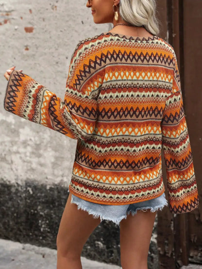 Vibrant Multi-Color Geometric Pattern Knit Top by Trendsi