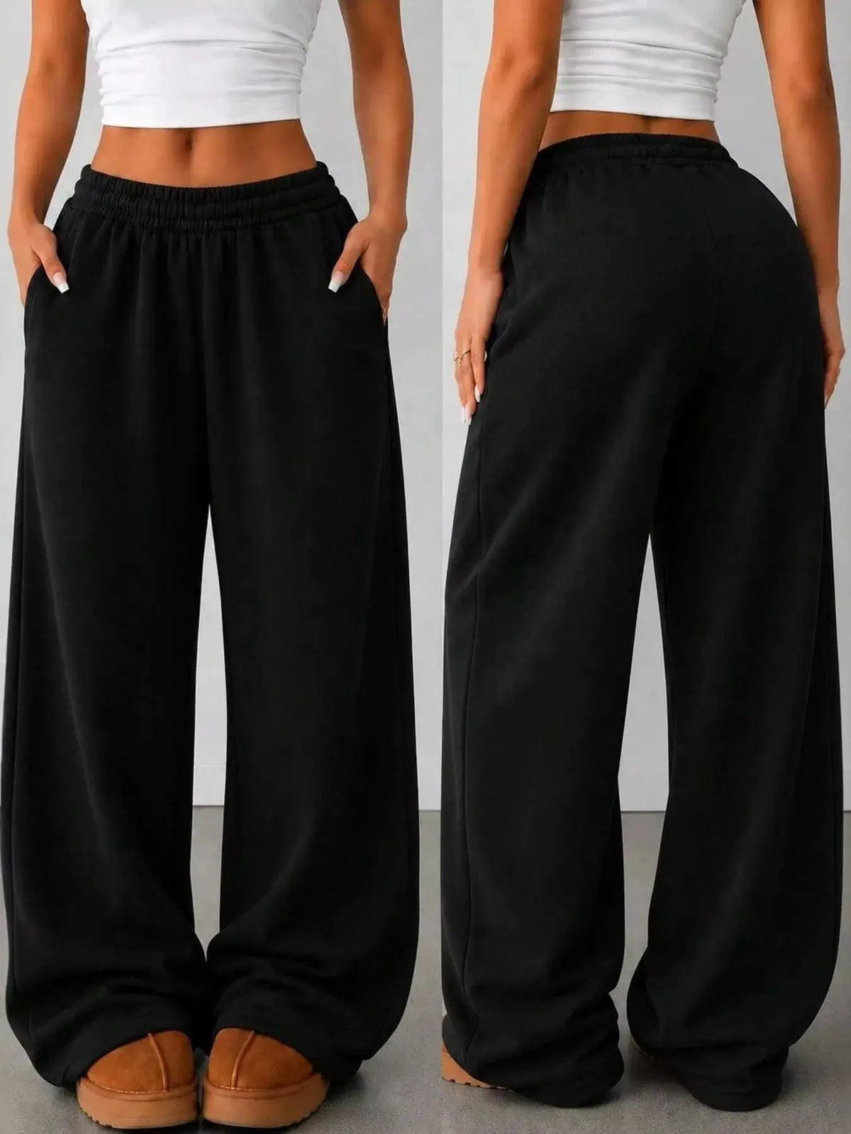 Elastic Waist Wide-Leg Sweatpants by Trendsi