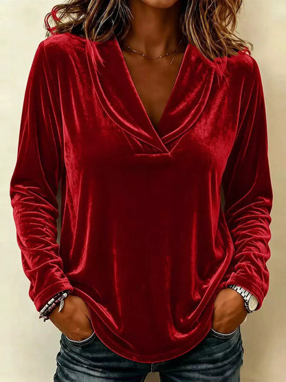 Full Size Velvet Long Sleeve T-Shirt Plus Size by Trendsi