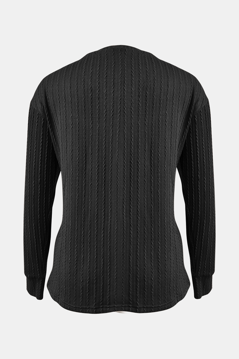 Textured V-Neck Long Sleeve T-Shirt