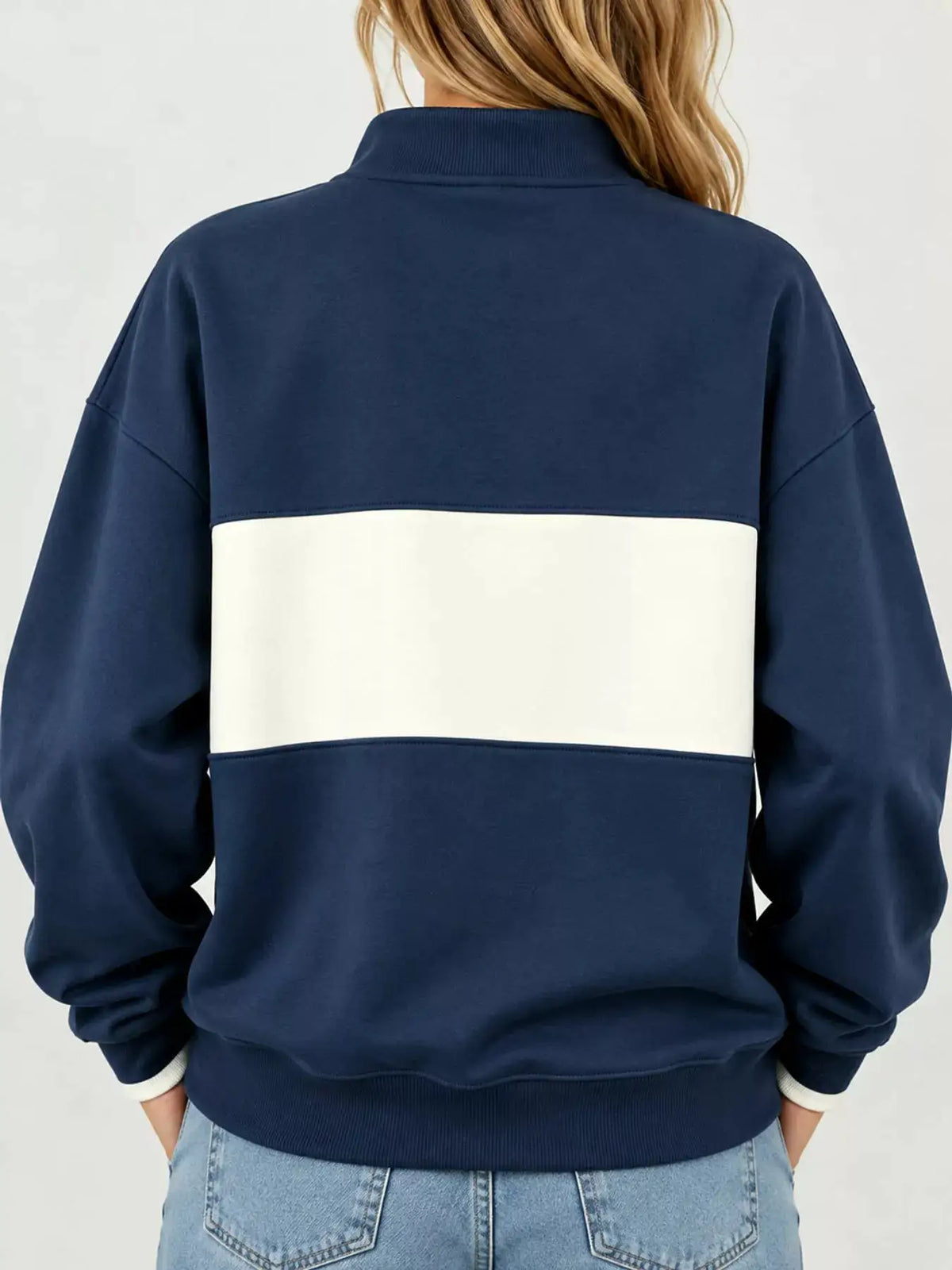 Full Size Color Block Snap-Button Sweatshirt Plus Size by Trendsi
