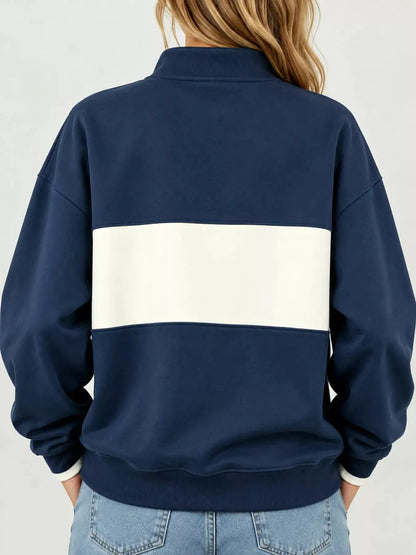Full Size Color Block Snap-Button Sweatshirt Plus Size by Trendsi