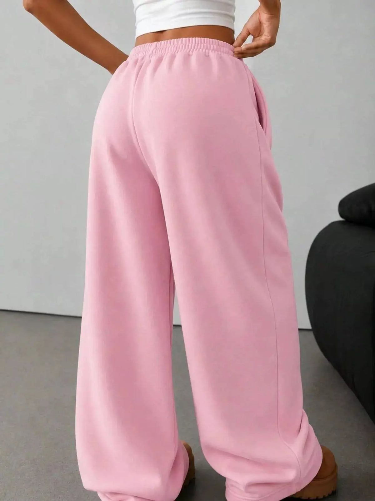 Elastic Waist Wide-Leg Sweatpants by Trendsi