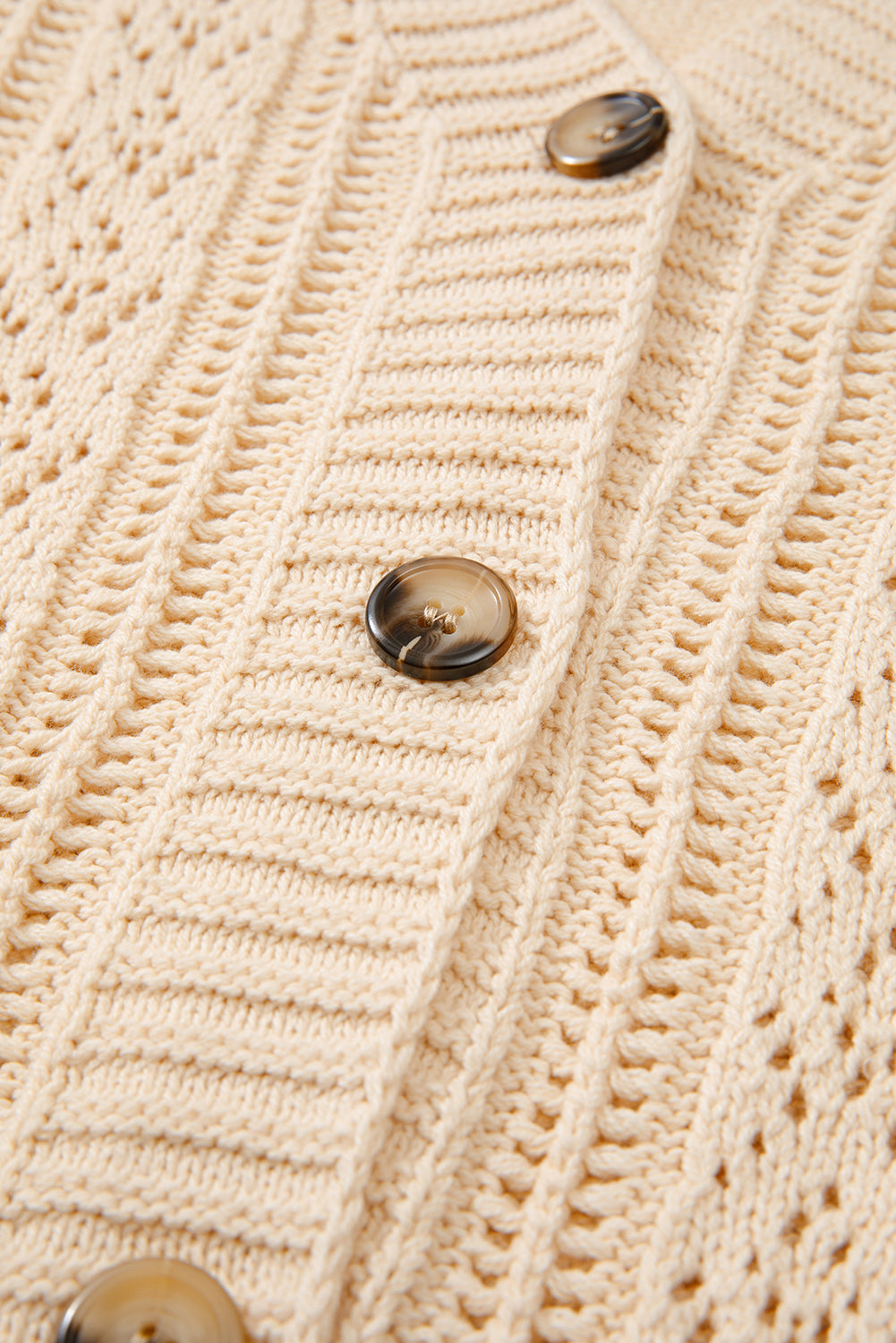 Dark Khaki Open Knit Drop Shoulder Sweater Cardigan